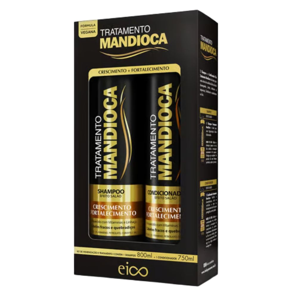 Kit Eico Cosméticos Mandioca Shampoo 800ml + Condicionador 750ml - Beauty