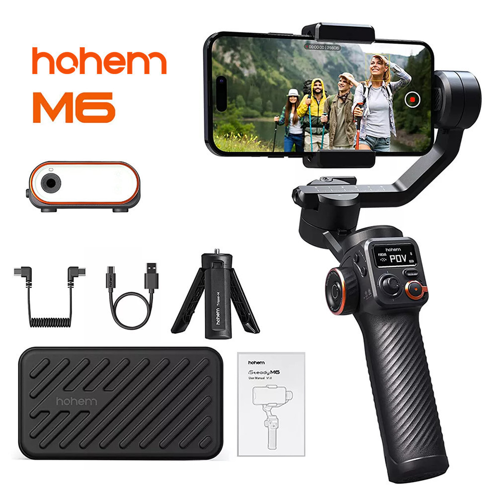 Estabilizador Gimbal AI M6 KIT Eixos Para Smartphone Android IOS,com Luz de Preenchimento Magnético