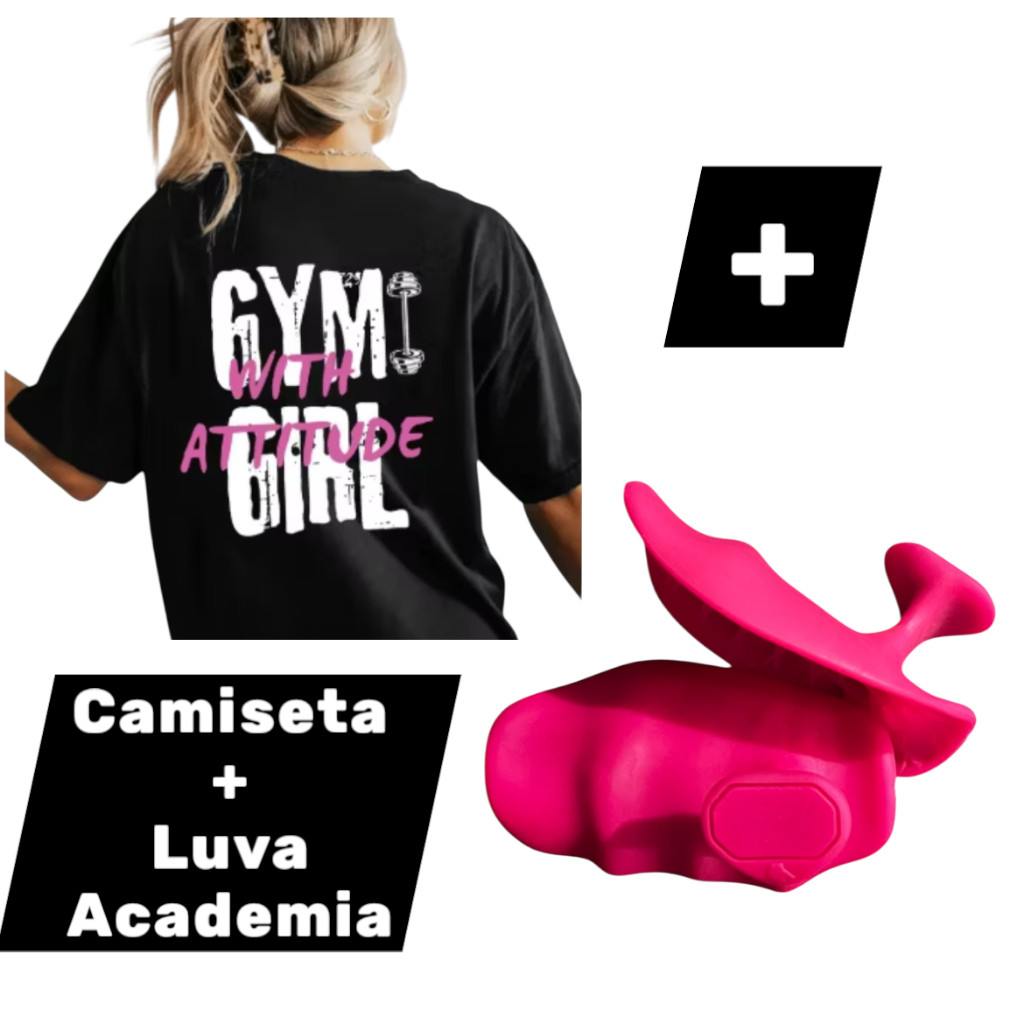 Kit Camisa Camiseta Feminina Academia Treino Oversized T-shirt Caminhada + par de luvas ergonômicas para academia.