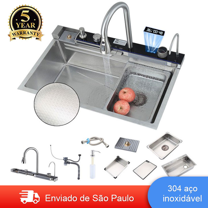 Cuba Gourmet Pia Cascata Com Torneira Lavador De Copos Cor prata Inox 304 Luxo Torneira Flexível em Oferta na Shopee