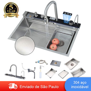 Cuba Gourmet Pia Cascata Com Torneira Lavador De Copos Cor prata Inox 304 Luxo Torneira Flexível em Oferta na Shopee