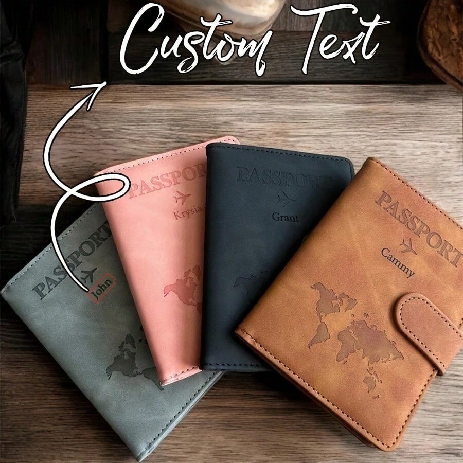 Imagem Capa De Passaporte Personalizada Com Nome Para Casal , Porta-Cartão Bancário De Identificação , Carteira , Acessórios De