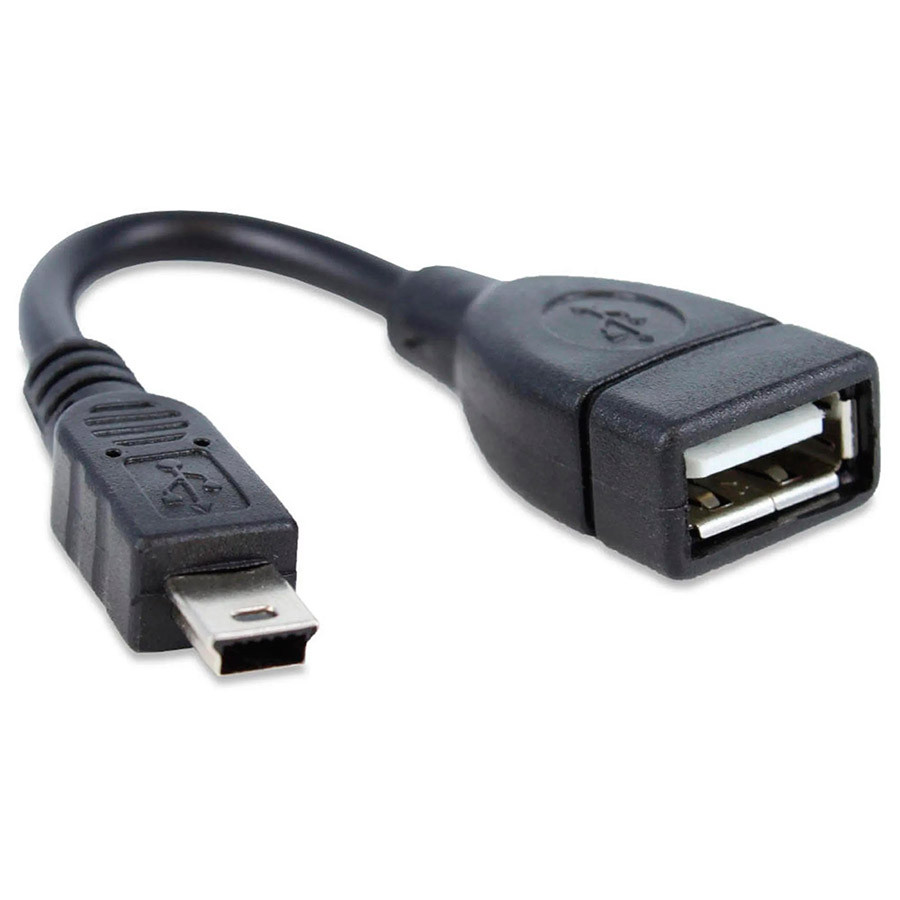 Cabo Adaptador OTG V3 Mini USB Macho para USB Fêmea 15cm para Rádio Automotivo GPS MP3 Pen drive