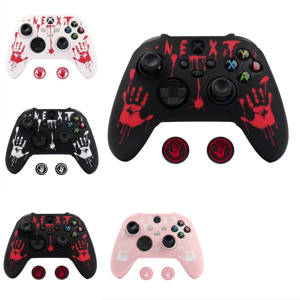 Capa Protetora Silicone Mão Sangrando Para Controle Xbox Serie S e X + 2 Grip em Oferta na Shopee