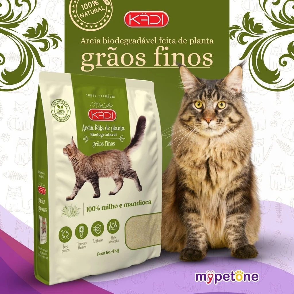 Areia 4Kg Biodegradável Kadi Grãos Finos para Gatos — imagem 1