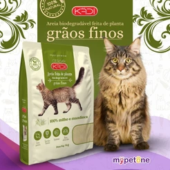 Areia 4Kg Biodegradável Kadi Grãos Finos para Gatos