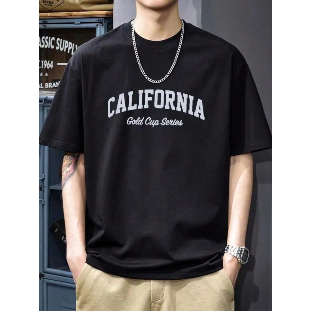 Camiseta Masculina Califórnia Gold Blusa 100% Algodão Camisa Estampada Básica