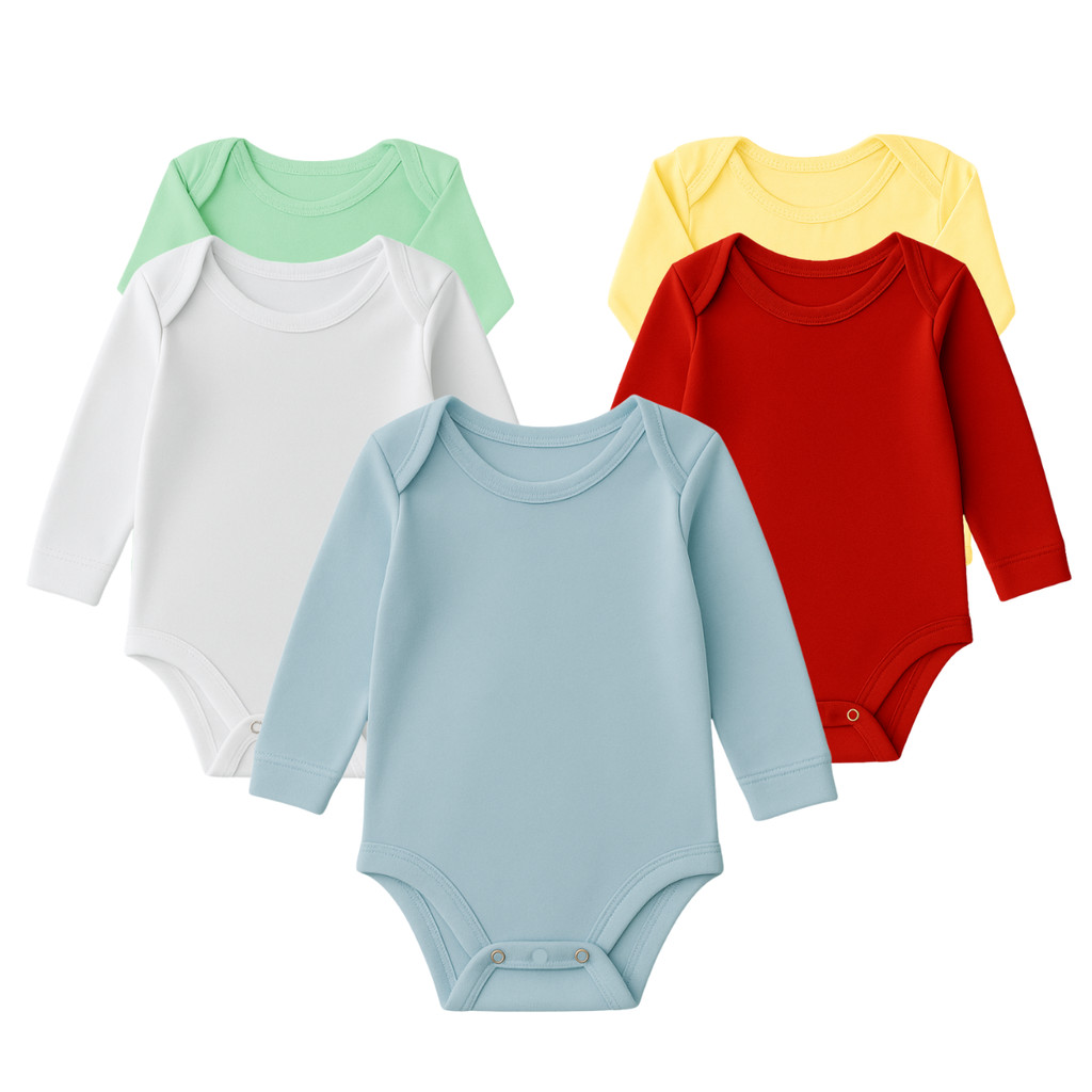 Kit Com 5 Unidade Body Manga Longa para bebe Liso Infantil - Confortável 100% Algodão em Oferta na Shopee