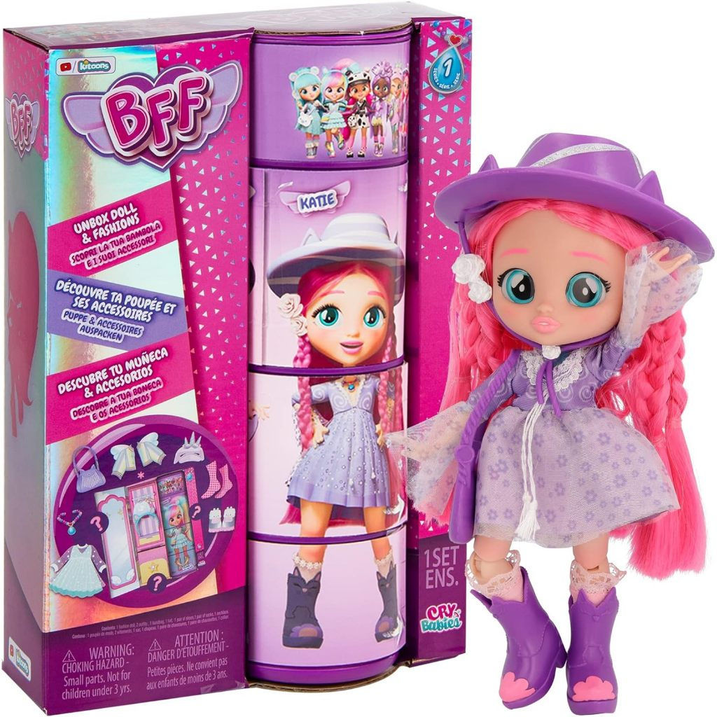 Boneca Colecionável Cry Babies BFF - Katie Mais Vendida com Acessórios Ocultos e Fantasia Estilosa