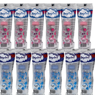 Kit 12 Mamadeiras Atacado Anplas 240ml Bico Redondo Azul e Rosa