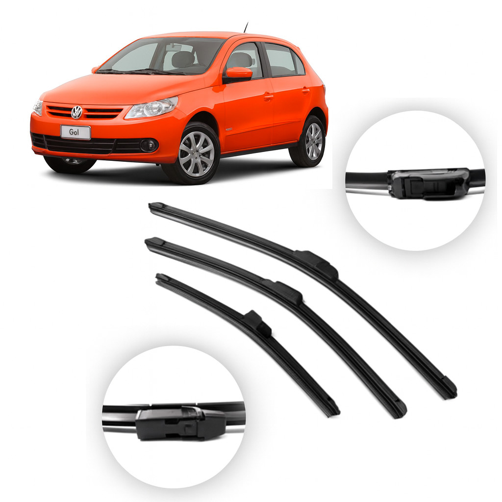 Kit 3 Palhetas para Limpador de Parabrisa Dianteiro + Traseiro Gol G5 GV 2008 2009 2010 2011 2012 em Oferta na Shopee