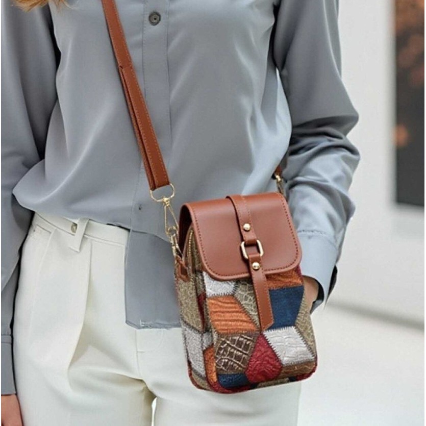 Lovito Tecido de Padrão Diamante Casual Personalizado Bolsa Pequena de Ombro para mulheres LFA90371