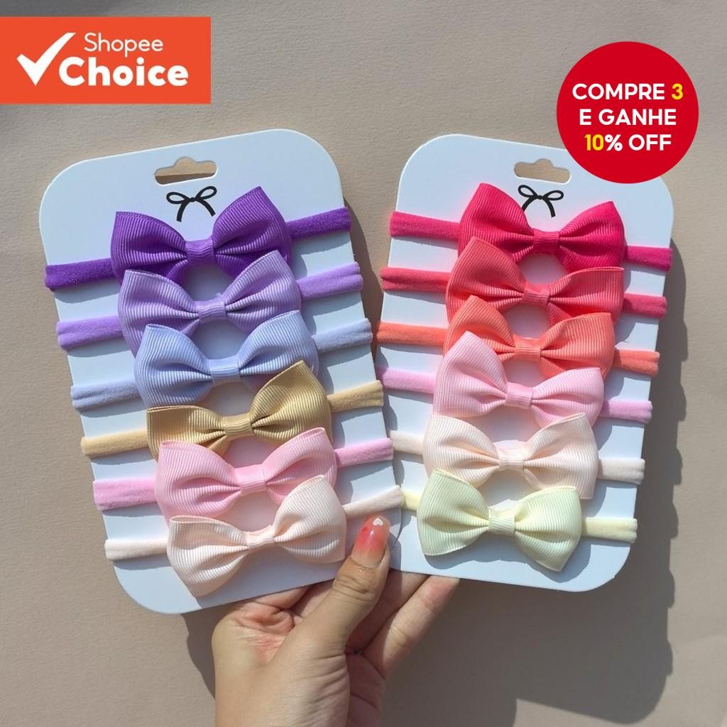 6 Pçs Meninas Bowknot Headbands Cor Sólida Fita De Gorgorão Acessórios De Cabelo Para Bebê...