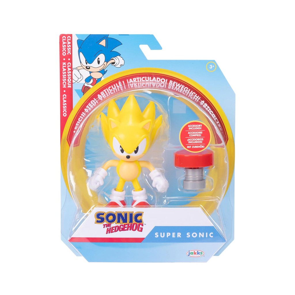 Sonic - Boneco 10cm Super Sonic Com Mola em Oferta na Shopee