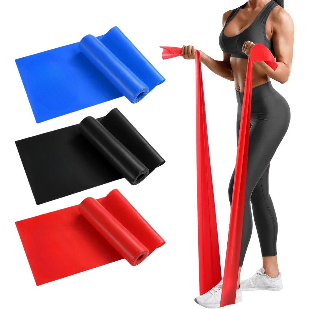 3 Faixa Elástica De Resistência Com 1,5m Para Yoga Pilates Fitness Fisioterapia Musculação