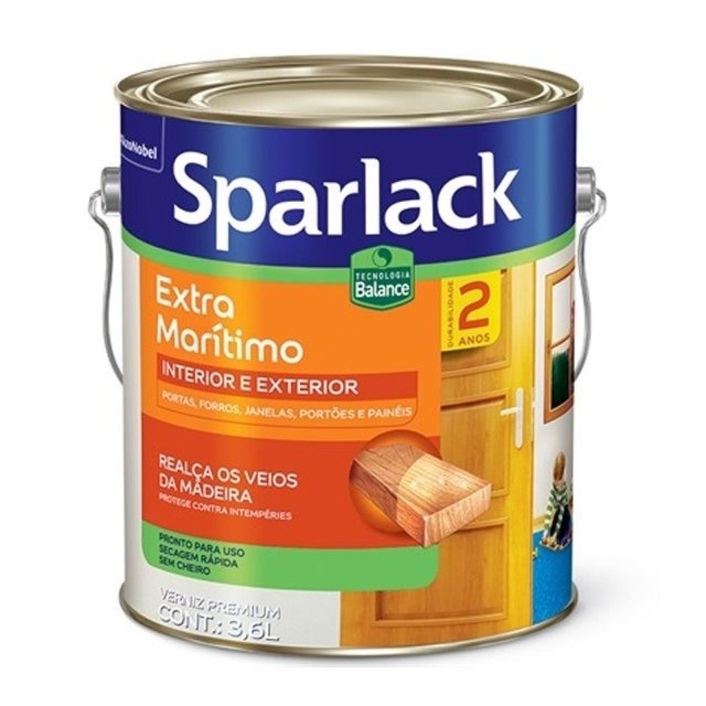 Verniz Alto Brilho Extra Maritimo Sparlack Incolor 3.6l - Coral em Oferta na Shopee