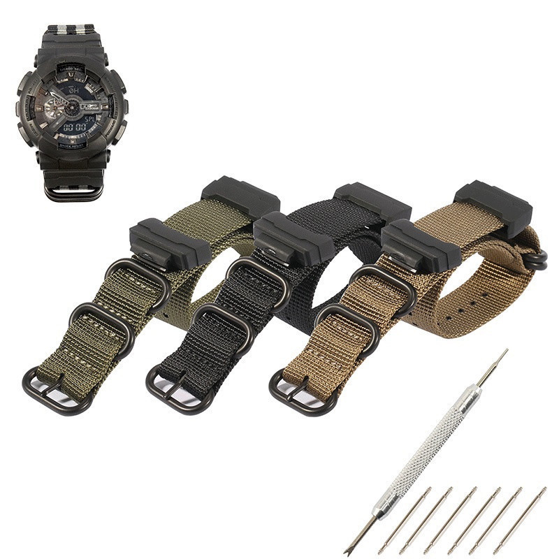 Kit de Adaptador de 16mm + Correia de Nylon RAF para Casio Gshock GA120 GA100 5600 GWM5610 DW6600 DCXC Acessórios de Pul