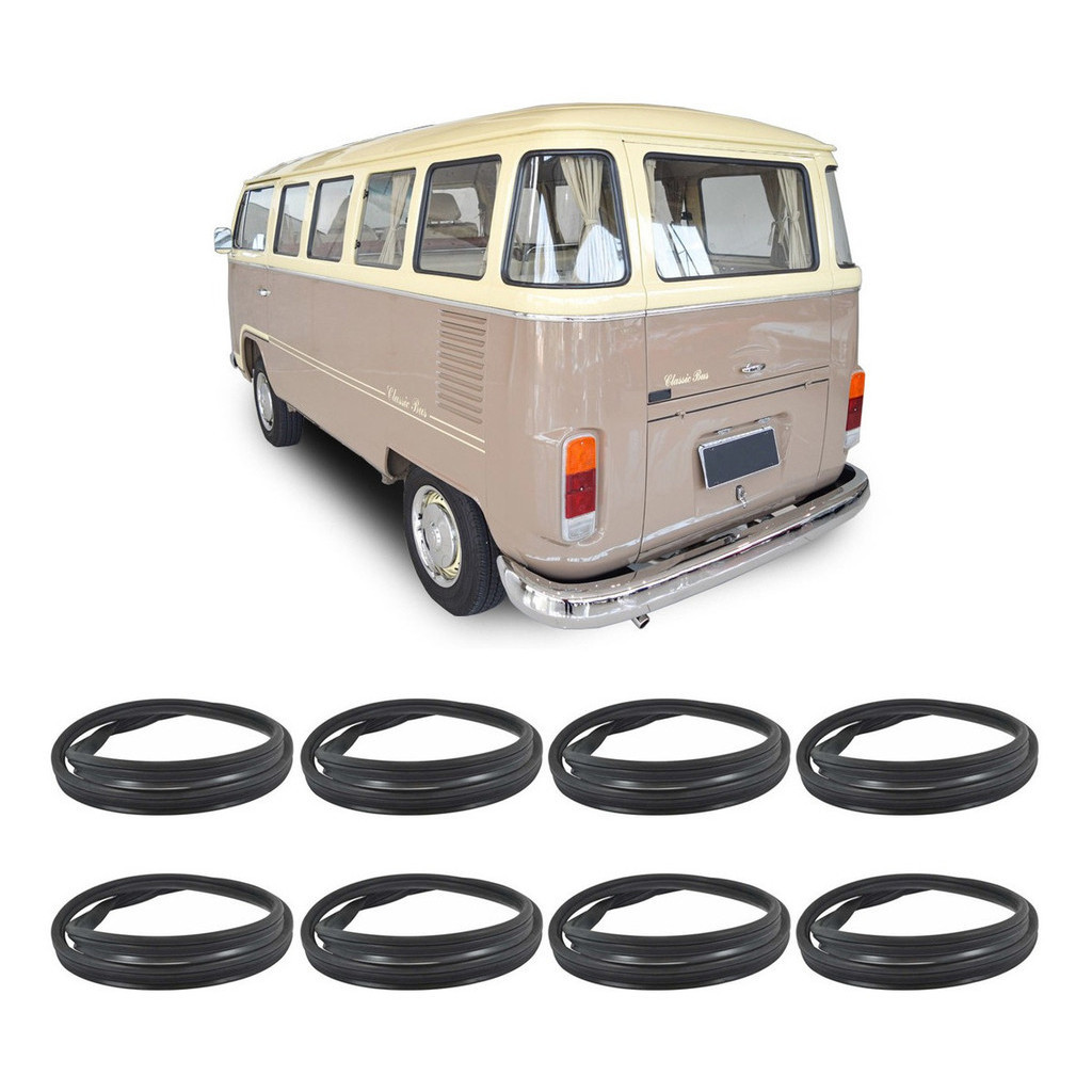KIT BORRACHA VIDRO JANELA LATERAL FIXA KOMBI CORUJA 57 A 75 KOMBI CLIPPER 76 A 97