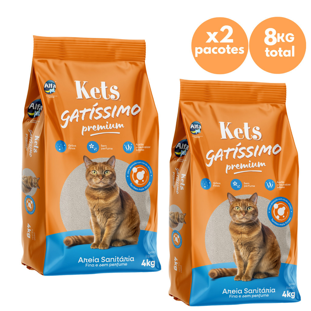 Kit 2 Areia Sanitária Premium Kets Gatissimo 4kg para Gatos em Oferta na Shopee