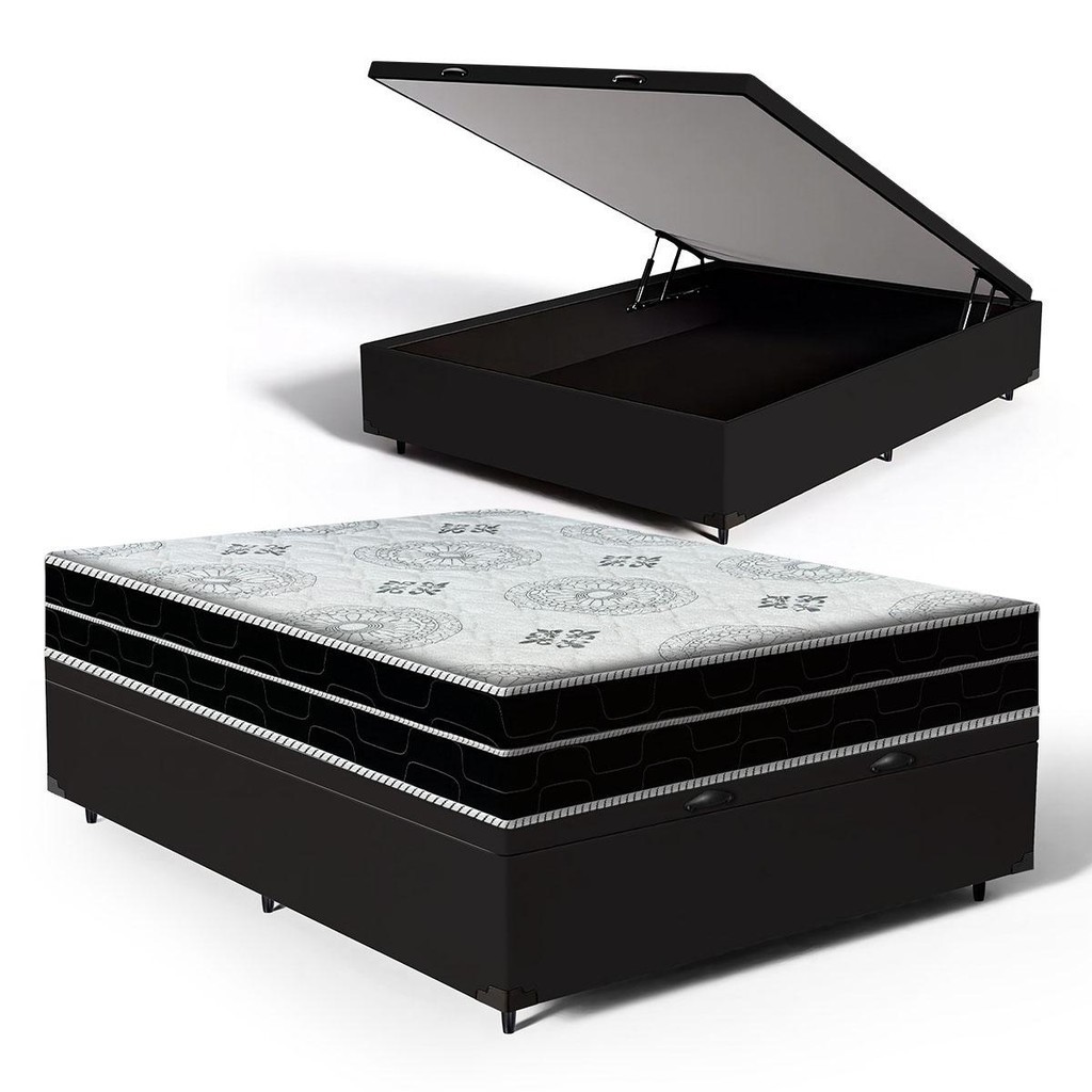 Cama Box Baú com Colchão de Espuma D45 Pillow In Anjos OrtoConfort Casal 138cm - Home & Living