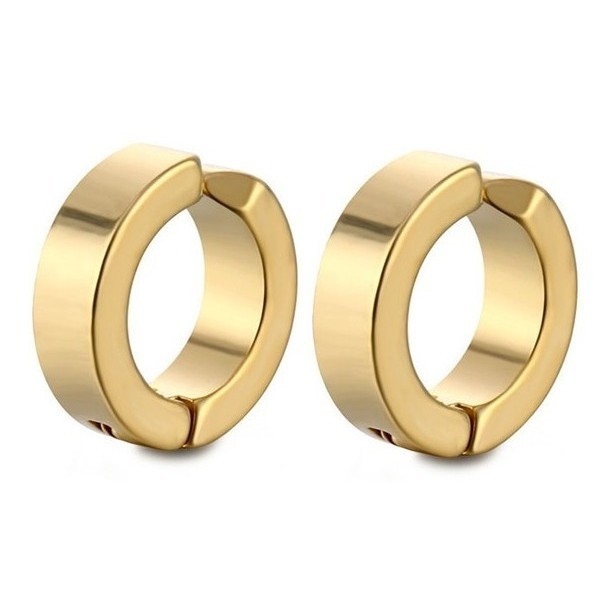 Brinco Masculino Pressão Argola Preta Par Em Aço Bijoux