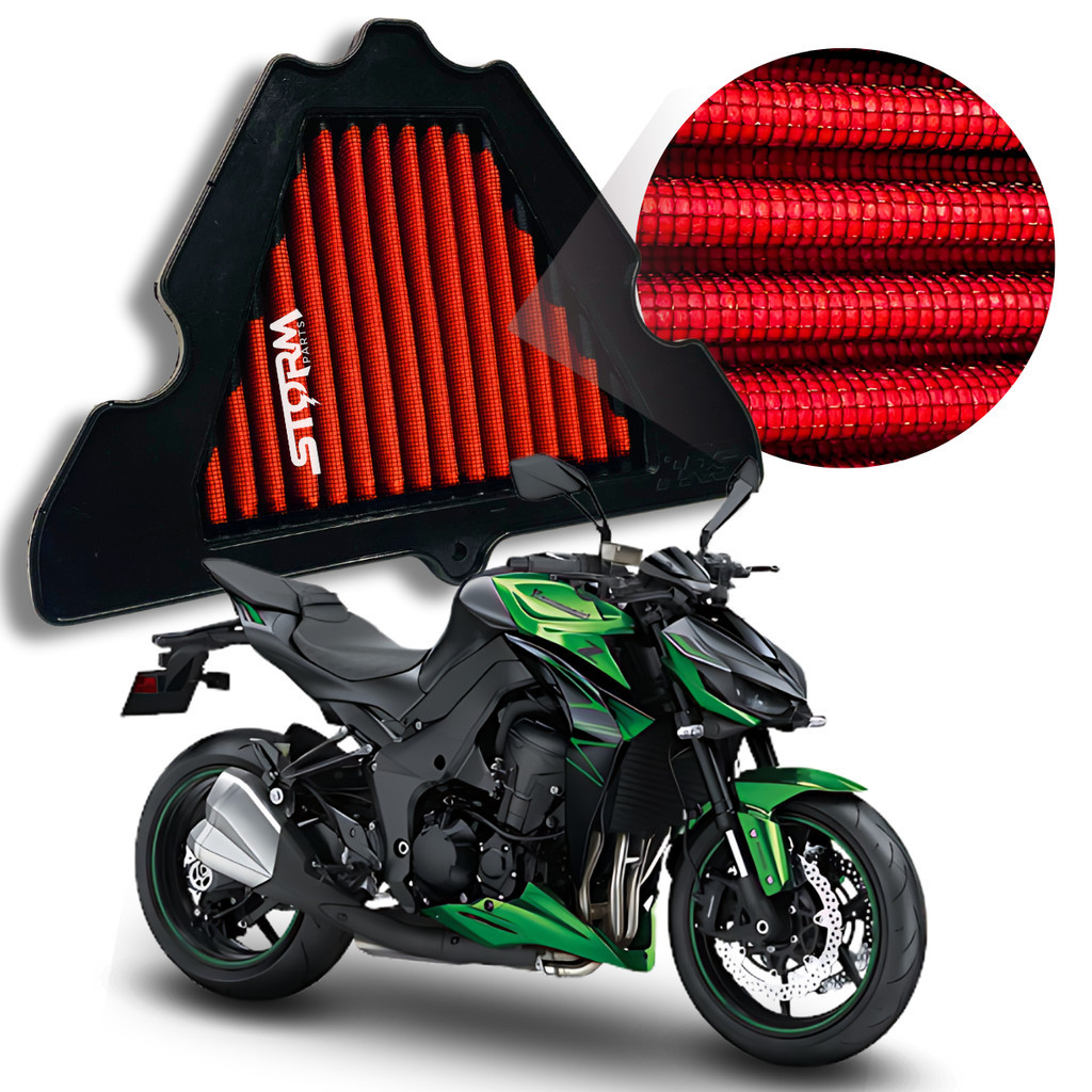 Filtro Ar Esportivo moto Kawasaki Z 1000 cc Ano 2011 a 2023 Cilindradas Lavável Reutilizável Z1000