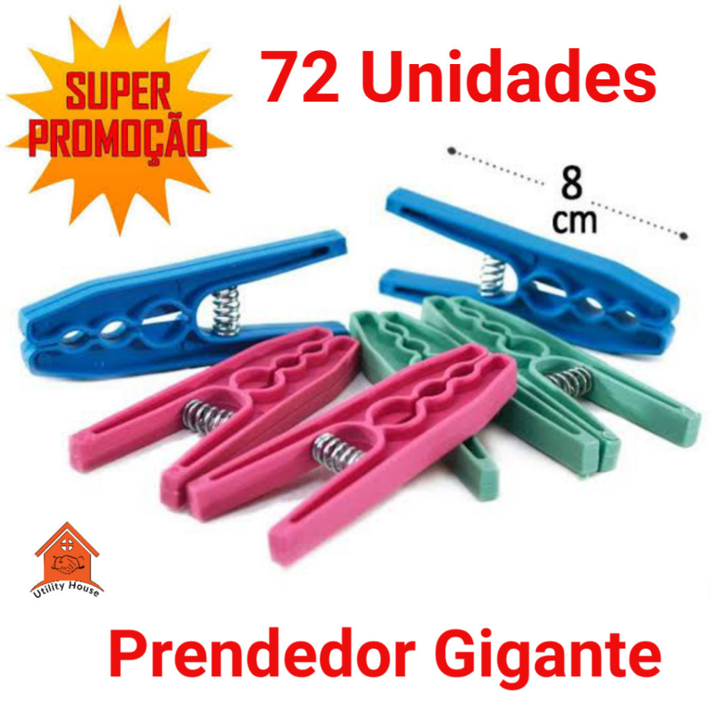 Prendedor 72 Unidades, Plástico Kit, Reforçado G em Oferta na Shopee