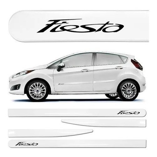 Jogo De Friso Lateral New Fiesta Branco Artico Cor Original