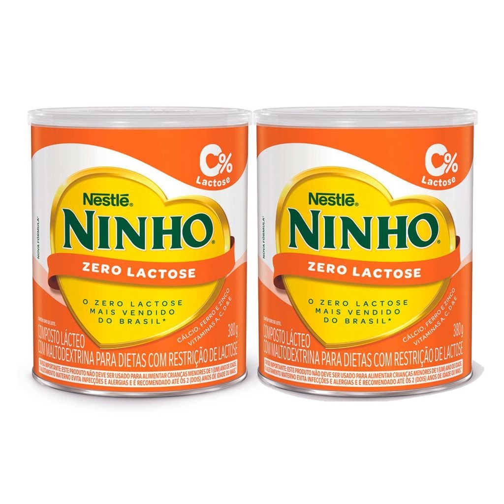 Kit 2 Ninho Zero Lactose Forti+ Lata 380g em Oferta na Shopee