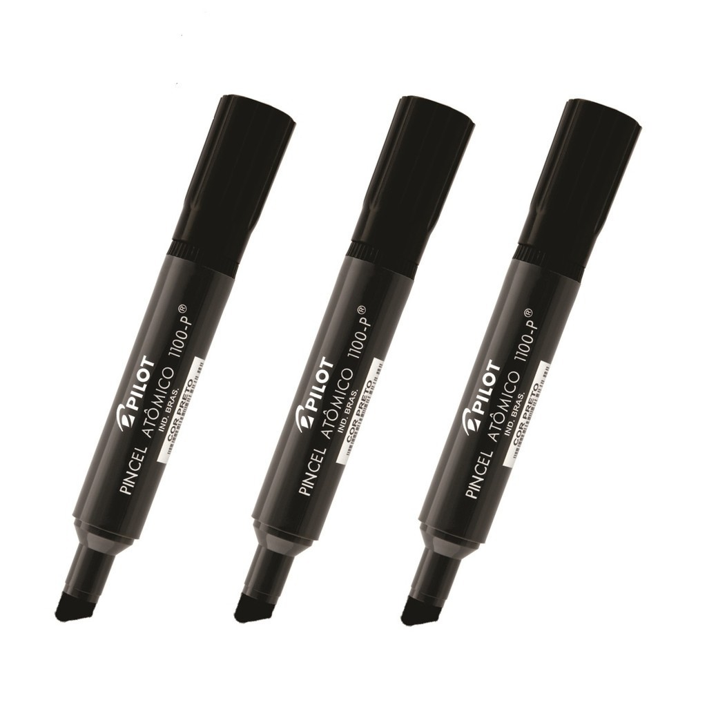 Kit Marcador Pincel Atômico 1100-p Preto 3 Unids Pilot
