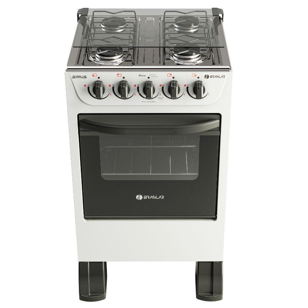 Fogão 4 Bocas De Piso Braslar New Sirius 2023 Branco em Oferta na Shopee