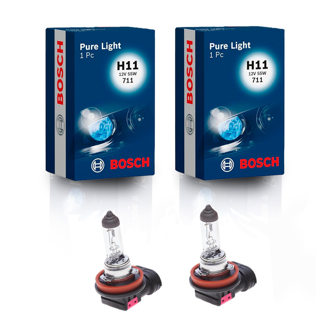 Par 2 Lâmpada Farol Dianteiro H11 12v 55w Pure Light em Oferta na Shopee