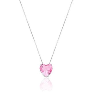 Colar Feminino de Prata 925 Coração Galeria Rosa 45cm