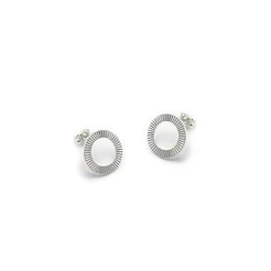 Brinco Feminino de Prata 925 Redondo Vazado Diamantado