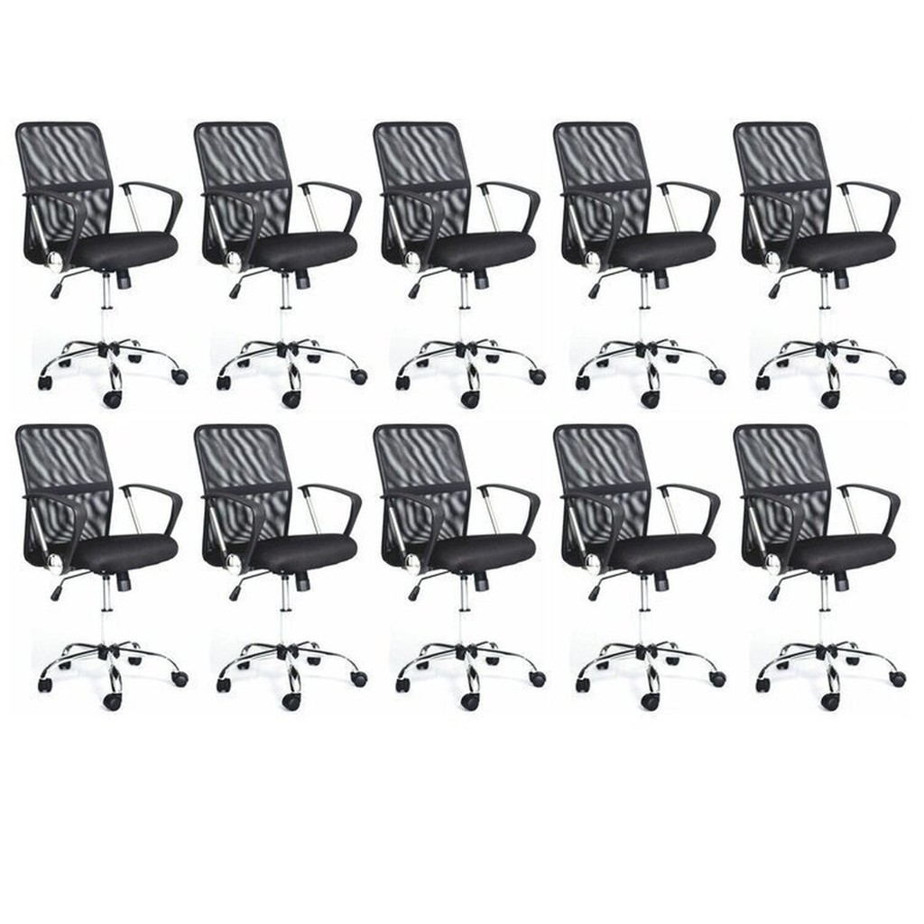 Kit 10 Cadeiras de Escritório Diretor Tela Mesh Comfort Cadeira Diretor