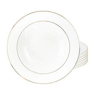 Jogo De Pratos Raso 27cm Porcelana Kit 6 Peças Luxo Borda Dourada Majesty Gold em Oferta na Shopee