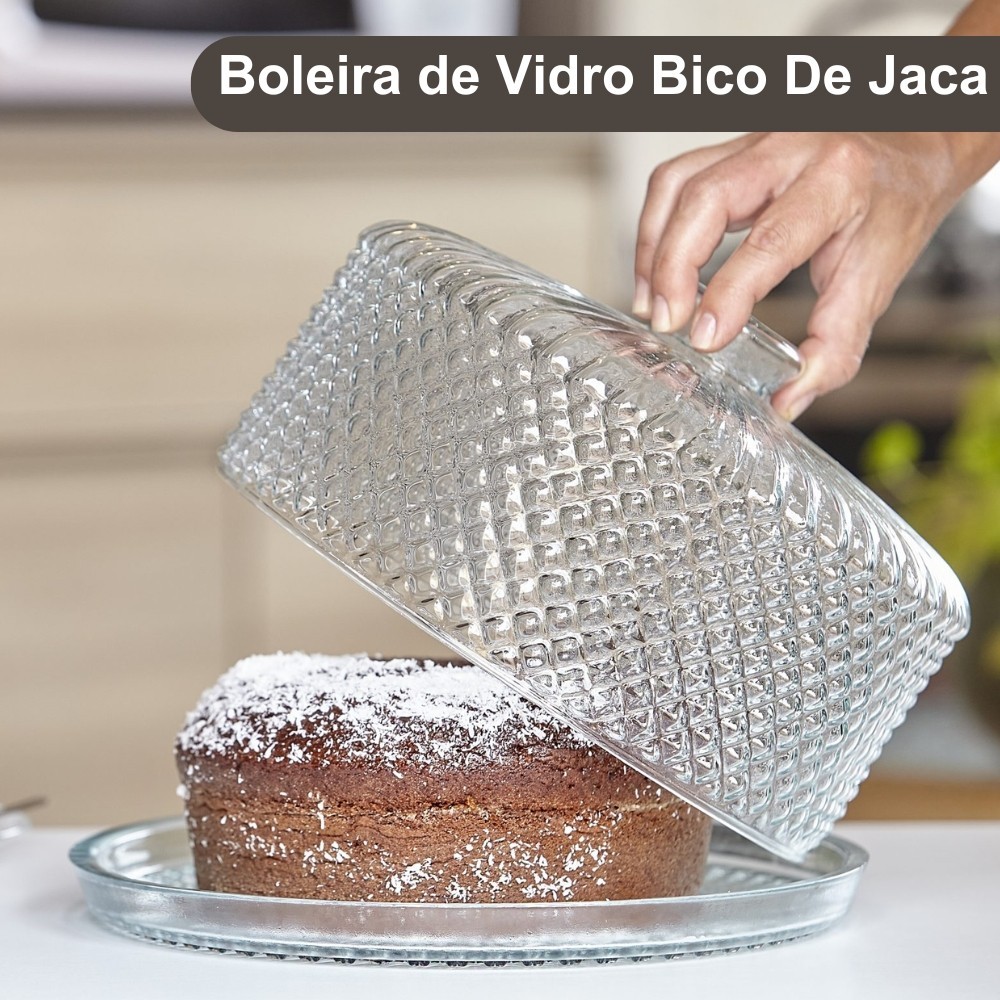 Boleira Prato de Bolo de Vidro Bico de Jaca Vitazza