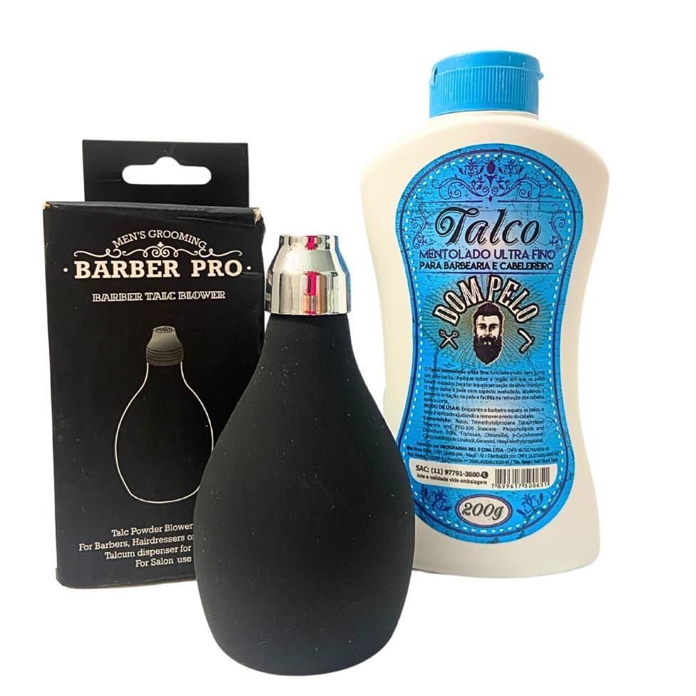 Kit Talqueira + Talco Dom Pelo 200g Barbeiro Barbearia Profissional em Oferta na Shopee
