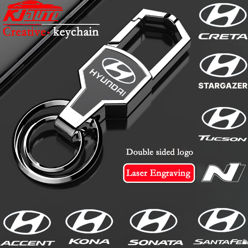 Chaveiro De Metal Com Anel Duplo De Aço Inoxidável , Acessórios Anti-Perda Para Porta-Chaves De Carro Hyundai Stagazer C