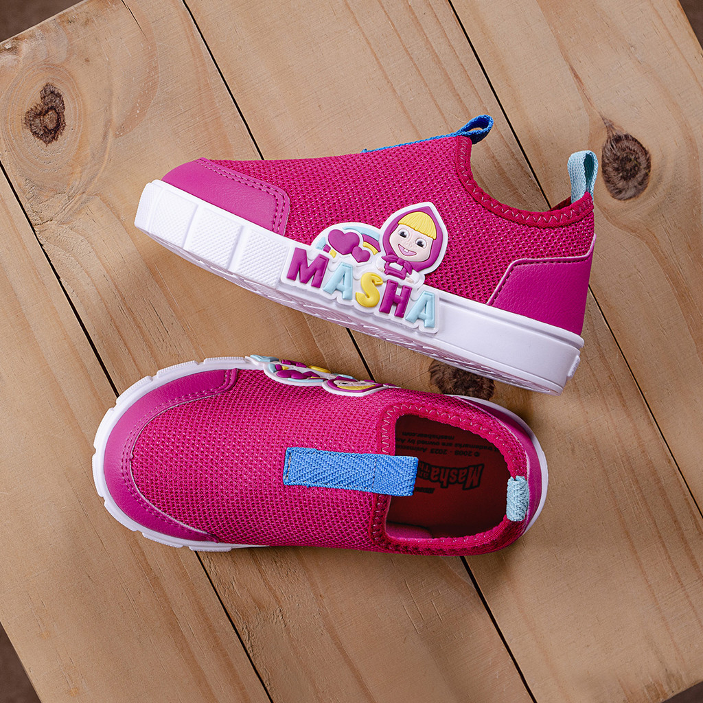Kit Presente Tênis Infantil Menina Masha Feminina + Mecha de Led Pé com Pé - Baby & Kids Fashion
