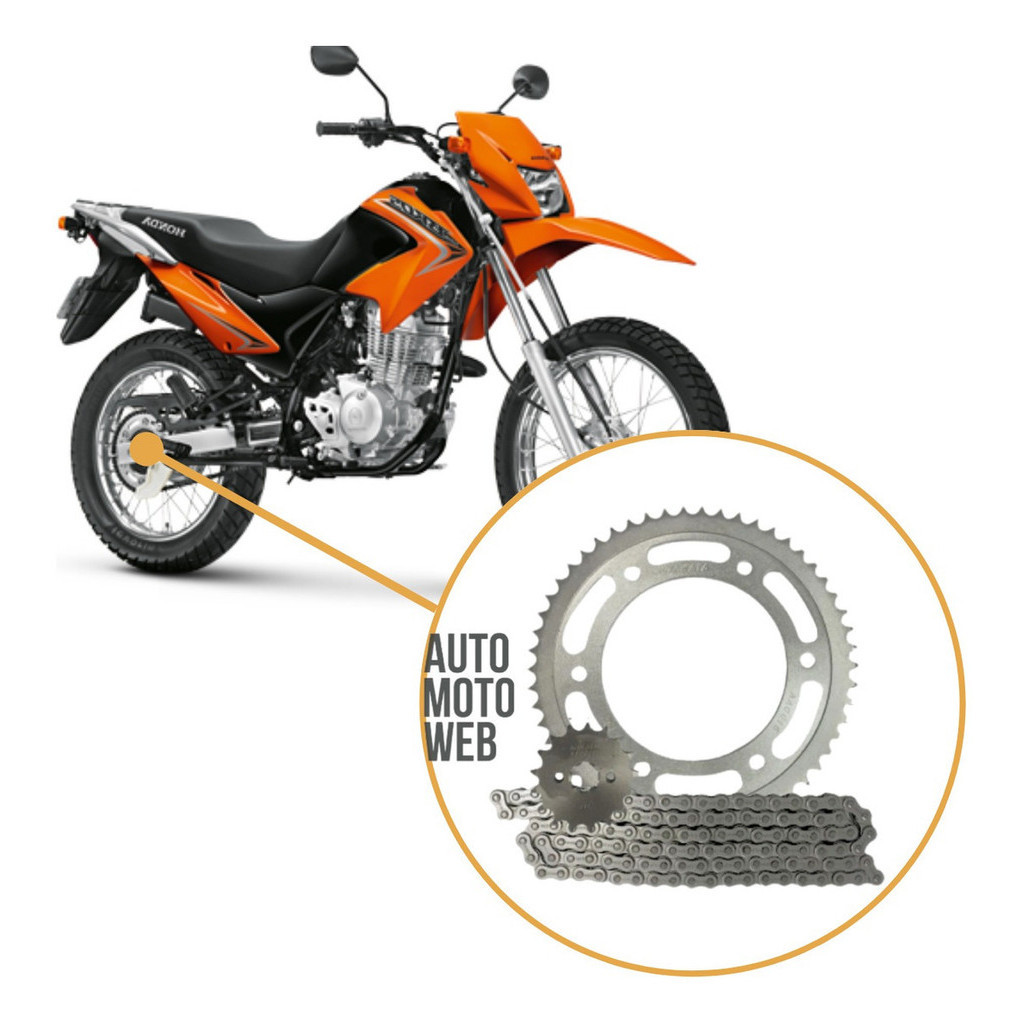 Kit Relação Tração Transmissão NXR Bros 125 2003 a 2015 Sem retentor Original Riffel · foto 2