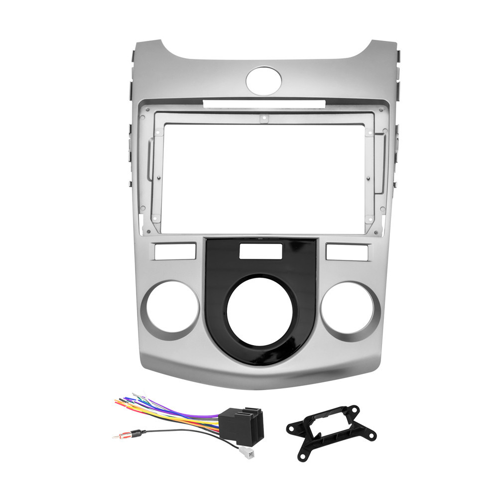 Kit Moldura Painel 9 Pol Cerato Ar Analógico 2009 10 11 12 2 Din Prata Chicote Som Plug Antena Acabamento Preto em Oferta na Shopee