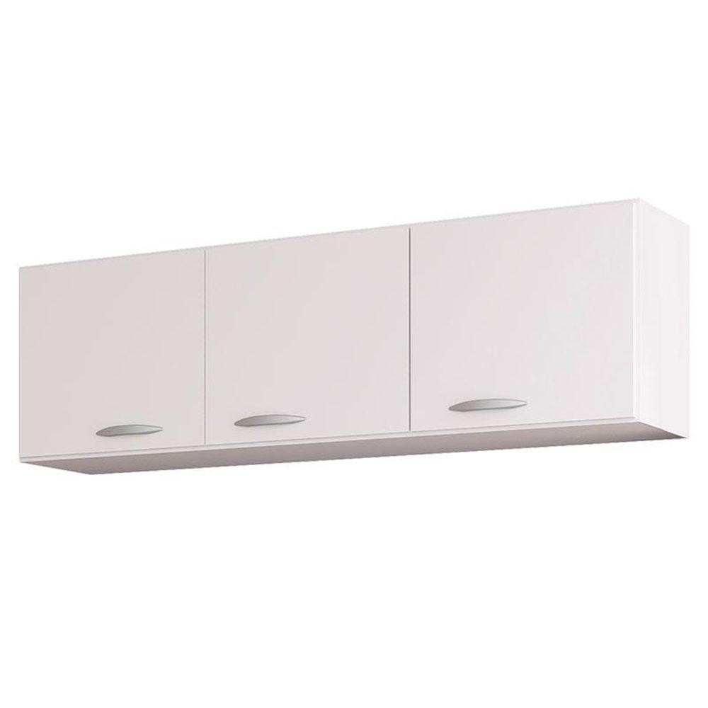 Armário Aéreo Para Cozinha 3 Portas 120 Cm Branco Brilho - Poquema em Oferta na Shopee