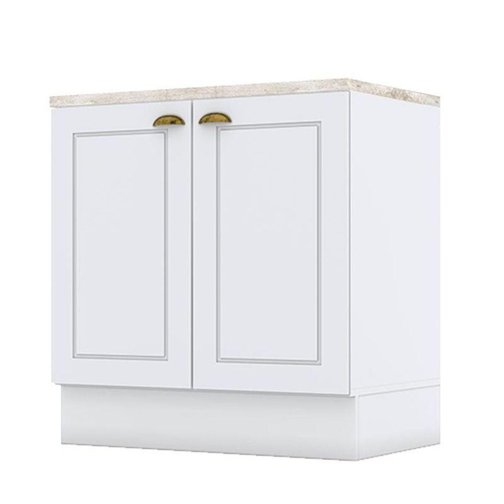 Balcão 2 Portas 80 Cm Americana Branco Com Tampo Cooktop Calcare - Henn