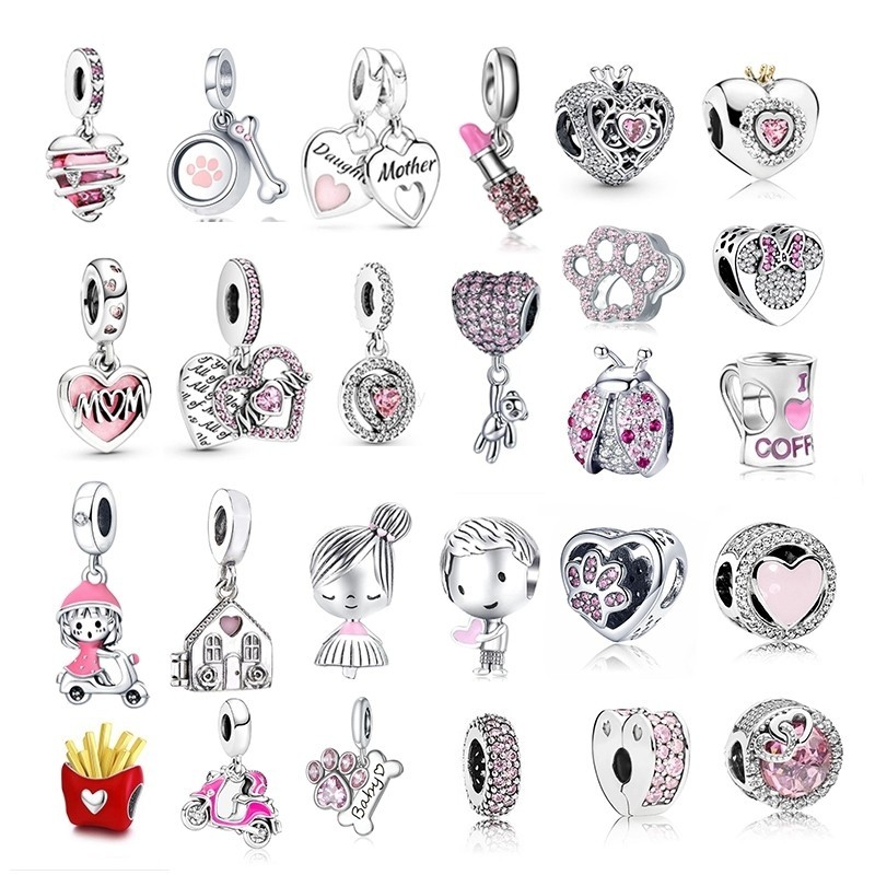 LI Moda Berloque S925 Contas Big Hole DIY Bracelet Acessórios De Love Heart Style Presentes