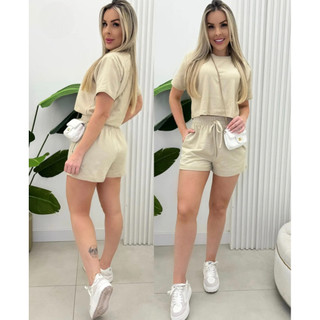 Conjunto feminino Moletinho conjunto (short+blusa) conjunto verão 2025