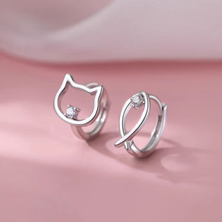 S925 Prata Orelha de Peixe Gato Fivela de Prata Brincos de Moda Simples Brincos Jóias Femininas em Oferta na Shopee