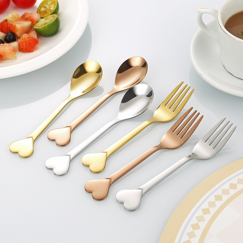 Oukeai Colher pequena de aço inoxidável Colher pequena de aço inoxidável Colher de café em forma de coração Colher de em Oferta na Shopee