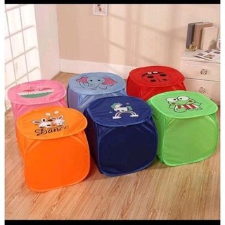 Cesto Grande Com Tampa Organizador de Brinquedo Roupas Sujas Multiuso Dobrável  Bichinhos…