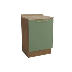 Balcão de Cozinha Botanic M629 1 Porta c/Tampo 60cm Nogueira/Oliva/Nogueira - Kappesberg